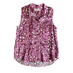 Hale Bob Shirt Womens Size XS Pink Romantic Girly Hearts Classy Silk Satin Tank